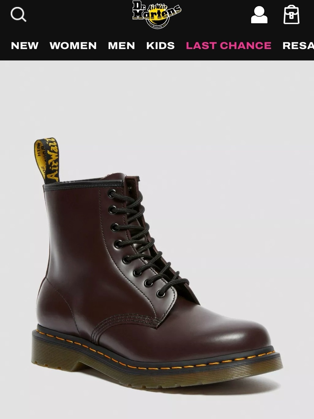 Dr. Martens 1460 Smooth Leather 8 eye hole Lace Up Boot